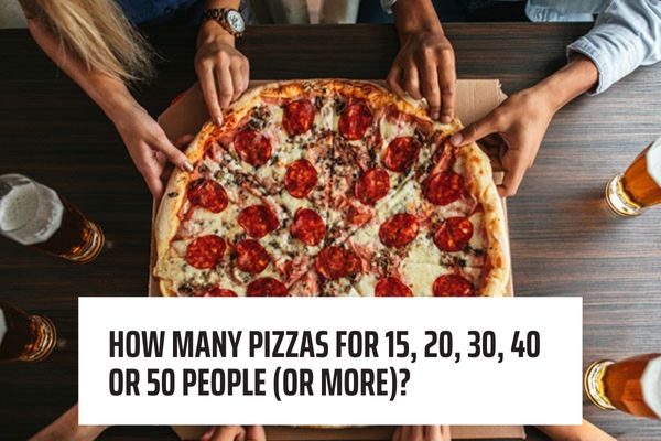 How many pizzas for 5, 10, 15, 20, 30, 40 or 50 people (or more)?